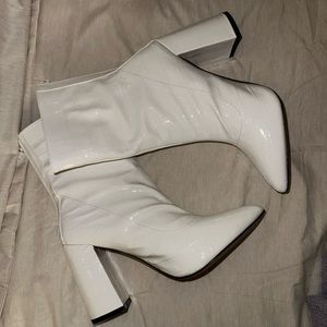 White snake print booties
